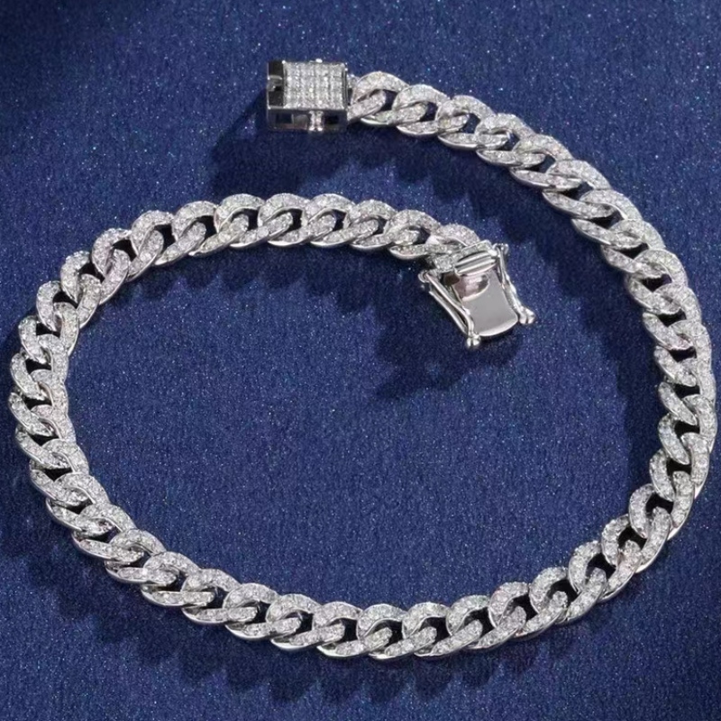 Jóias Tuochen 18k/14k/10k Bracelete cubano de ouro com diamante/moissanite Stone for Man